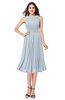 ColsBM Wynter Illusion Blue Traditional A-line Jewel Sleeveless Tea Length Pleated Plus Size Bridesmaid Dresses