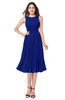 ColsBM Wynter Nautical Blue Traditional A-line Jewel Sleeveless Tea Length Pleated Plus Size Bridesmaid Dresses