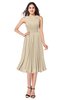 ColsBM Wynter Novelle Peach Traditional A-line Jewel Sleeveless Tea Length Pleated Plus Size Bridesmaid Dresses