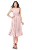 ColsBM Wynter Pastel Pink Traditional A-line Jewel Sleeveless Tea Length Pleated Plus Size Bridesmaid Dresses