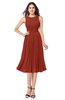 ColsBM Wynter Rust Traditional A-line Jewel Sleeveless Tea Length Pleated Plus Size Bridesmaid Dresses