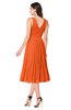 ColsBM Wynter Tangerine Traditional A-line Jewel Sleeveless Tea Length Pleated Plus Size Bridesmaid Dresses