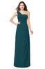 ColsBM Kimberly Blue Green Vintage One Shoulder Sleeveless Half Backless Draped Plus Size Bridesmaid Dresses