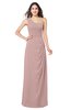 ColsBM Kimberly Blush Pink Vintage One Shoulder Sleeveless Half Backless Draped Plus Size Bridesmaid Dresses