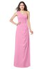 ColsBM Kimberly Pink Vintage One Shoulder Sleeveless Half Backless Draped Plus Size Bridesmaid Dresses