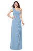 ColsBM Kimberly Sky Blue Vintage One Shoulder Sleeveless Half Backless Draped Plus Size Bridesmaid Dresses