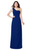 ColsBM Kimberly Sodalite Blue Vintage One Shoulder Sleeveless Half Backless Draped Plus Size Bridesmaid Dresses
