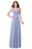 ColsBM Kelly Blue Heron Glamorous A-line Zip up Chiffon Sash Plus Size Bridesmaid Dresses