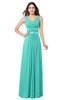 ColsBM Kelly Blue Turquoise Glamorous A-line Zip up Chiffon Sash Plus Size Bridesmaid Dresses