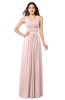 ColsBM Kelly Pastel Pink Glamorous A-line Zip up Chiffon Sash Plus Size Bridesmaid Dresses