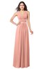 ColsBM Kelly Peach Glamorous A-line Zip up Chiffon Sash Plus Size Bridesmaid Dresses