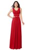 ColsBM Kelly Red Glamorous A-line Zip up Chiffon Sash Plus Size Bridesmaid Dresses
