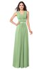 ColsBM Kelly Sage Green Glamorous A-line Zip up Chiffon Sash Plus Size Bridesmaid Dresses