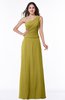 ColsBM Kamryn Golden Olive Classic A-line One Shoulder Sleeveless Ruching Plus Size Bridesmaid Dresses