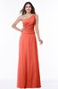 ColsBM Kamryn Living Coral Classic A-line One Shoulder Sleeveless Ruching Plus Size Bridesmaid Dresses