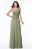 ColsBM Kamryn Moss Green Classic A-line One Shoulder Sleeveless Ruching Plus Size Bridesmaid Dresses
