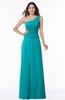 ColsBM Kamryn Peacock Blue Classic A-line One Shoulder Sleeveless Ruching Plus Size Bridesmaid Dresses