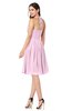 ColsBM Maleah Baby Pink Modern A-line Halter Half Backless Knee Length Ruching Plus Size Bridesmaid Dresses