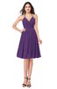 ColsBM Maleah Dark Purple Modern A-line Halter Half Backless Knee Length Ruching Plus Size Bridesmaid Dresses
