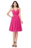 ColsBM Maleah Fandango Pink Modern A-line Halter Half Backless Knee Length Ruching Plus Size Bridesmaid Dresses