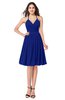 ColsBM Maleah Nautical Blue Modern A-line Halter Half Backless Knee Length Ruching Plus Size Bridesmaid Dresses