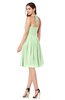 ColsBM Maleah Pale Green Modern A-line Halter Half Backless Knee Length Ruching Plus Size Bridesmaid Dresses