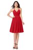 ColsBM Maleah Red Modern A-line Halter Half Backless Knee Length Ruching Plus Size Bridesmaid Dresses