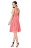 ColsBM Maleah Shell Pink Modern A-line Halter Half Backless Knee Length Ruching Plus Size Bridesmaid Dresses