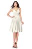 ColsBM Maleah Whisper White Modern A-line Halter Half Backless Knee Length Ruching Plus Size Bridesmaid Dresses