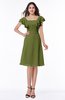 ColsBM Emely Olive Green Simple A-line Portrait Knee Length Ribbon Plus Size Bridesmaid Dresses