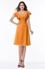 ColsBM Emely Orange Simple A-line Portrait Knee Length Ribbon Plus Size Bridesmaid Dresses