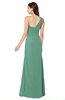 ColsBM Kamila Beryl Green Traditional Asymmetric Neckline Sleeveless Half Backless Chiffon Floor Length Plus Size Bridesmaid Dresses