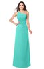 ColsBM Kamila Blue Turquoise Traditional Asymmetric Neckline Sleeveless Half Backless Chiffon Floor Length Plus Size Bridesmaid Dresses