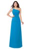ColsBM Kamila Cornflower Blue Traditional Asymmetric Neckline Sleeveless Half Backless Chiffon Floor Length Plus Size Bridesmaid Dresses