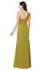 ColsBM Kamila Golden Olive Traditional Asymmetric Neckline Sleeveless Half Backless Chiffon Floor Length Plus Size Bridesmaid Dresses