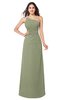 ColsBM Kamila Moss Green Traditional Asymmetric Neckline Sleeveless Half Backless Chiffon Floor Length Plus Size Bridesmaid Dresses