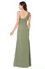 ColsBM Kamila Moss Green Traditional Asymmetric Neckline Sleeveless Half Backless Chiffon Floor Length Plus Size Bridesmaid Dresses