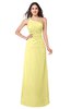 ColsBM Kamila Pastel Yellow Traditional Asymmetric Neckline Sleeveless Half Backless Chiffon Floor Length Plus Size Bridesmaid Dresses