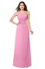ColsBM Kamila Pink Traditional Asymmetric Neckline Sleeveless Half Backless Chiffon Floor Length Plus Size Bridesmaid Dresses