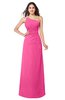 ColsBM Kamila Rose Pink Traditional Asymmetric Neckline Sleeveless Half Backless Chiffon Floor Length Plus Size Bridesmaid Dresses