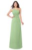 ColsBM Kamila Sage Green Traditional Asymmetric Neckline Sleeveless Half Backless Chiffon Floor Length Plus Size Bridesmaid Dresses
