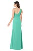 ColsBM Kamila Seafoam Green Traditional Asymmetric Neckline Sleeveless Half Backless Chiffon Floor Length Plus Size Bridesmaid Dresses