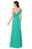 ColsBM Kamila Viridian Green Traditional Asymmetric Neckline Sleeveless Half Backless Chiffon Floor Length Plus Size Bridesmaid Dresses