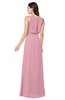 ColsBM Willow Light Coral Classic A-line Jewel Sleeveless Zipper Draped Plus Size Bridesmaid Dresses