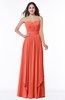 ColsBM Kerry Living Coral Modern Sleeveless Zip up Floor Length Ruching Plus Size Bridesmaid Dresses