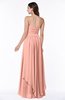 ColsBM Kerry Peach Modern Sleeveless Zip up Floor Length Ruching Plus Size Bridesmaid Dresses