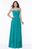 ColsBM Kerry Peacock Blue Modern Sleeveless Zip up Floor Length Ruching Plus Size Bridesmaid Dresses
