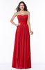ColsBM Kerry Red Modern Sleeveless Zip up Floor Length Ruching Plus Size Bridesmaid Dresses