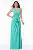 ColsBM Alma Blue Turquoise Elegant A-line Halter Sleeveless Zipper Chiffon Plus Size Bridesmaid Dresses