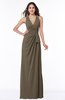 ColsBM Alma Carafe Brown Elegant A-line Halter Sleeveless Zipper Chiffon Plus Size Bridesmaid Dresses
